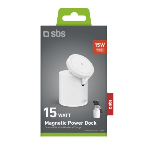 Stacja ładująca 2w1 bezprzewodowa magnetyczna do smartfona słuchawek - biała
