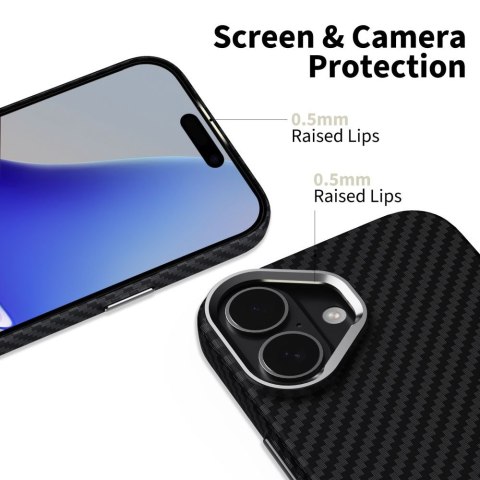 Etui ochronne case na iPhone 17 MagSafe Ion Carbon - czarno-srebrne