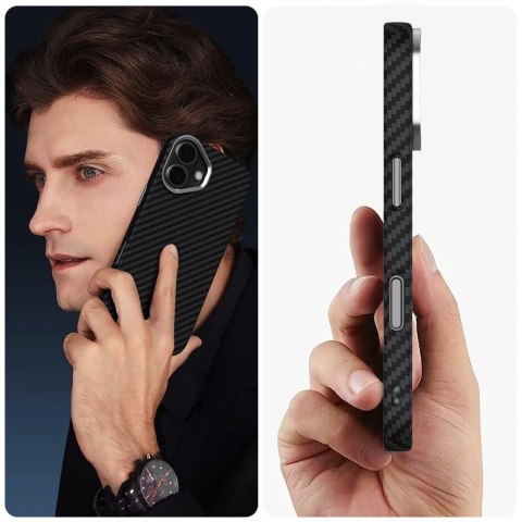 Etui ochronne case na iPhone 17 MagSafe Ion Carbon - czarno-srebrne