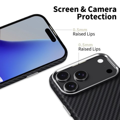 Etui ochronne case na iPhone 17 Pro MagSafe Ion Carbon - czarno-srebrne