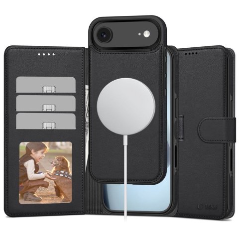 Etui pokrowiec z klapką miejscem na karty do iPhone 17 Air MagSafe Wallet - czarny mat