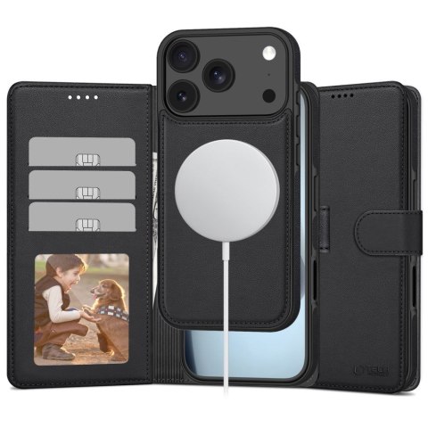 Etui pokrowiec z klapką miejscem na karty do iPhone 17 Pro MagSafe Wallet - czarny mat