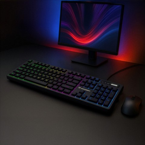 Klawiatura membranowa podświetlana z rolką gamingową RGB - czarna
