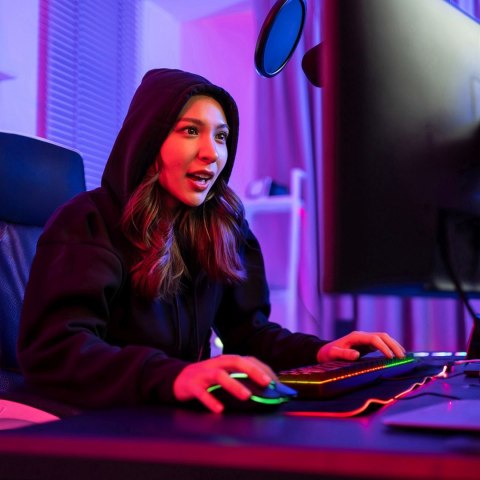 Klawiatura membranowa podświetlana z rolką gamingową RGB - czarna