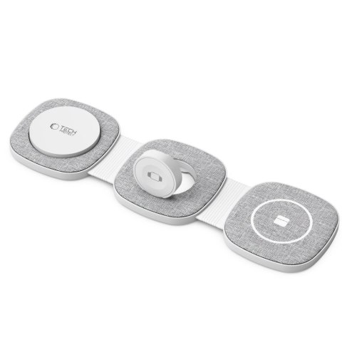 Ładowarka indukcyjna 3w1 na smartfon Apple Watch AirPods MagSafe - szara