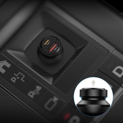 Ładowarka samochodowa USB-C USB-A CC45W QC 45W - czarna