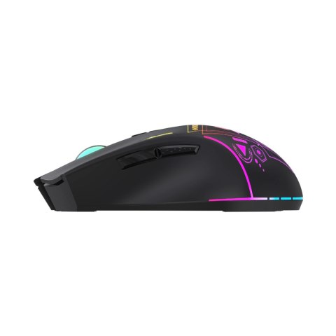 Mysz bezprzewodowa gamingowa optyczna z akumulatorem oświetleniem RGB 3200 DPI - czarna