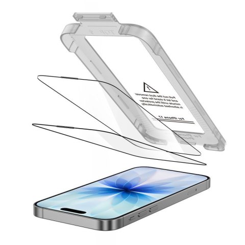 Szkło hartowane na iPhone 17 z aplikatorem Quick Set+ czarne - 2 szt.