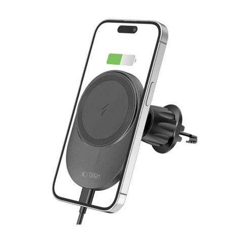 Uchwyt samochodowy z ładowarką do smartfona na kratkę nawiewu MagSafe 15W - czarny
