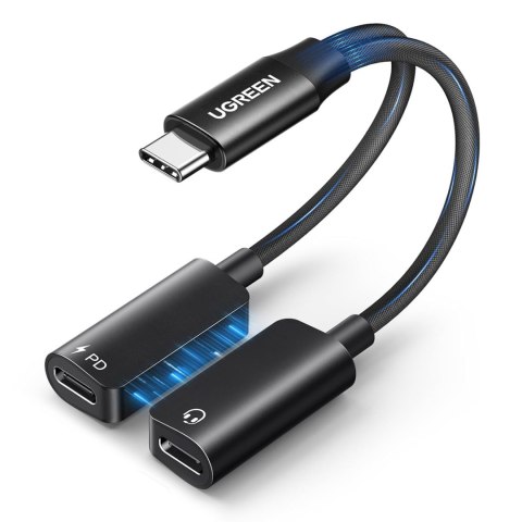 Adapter rozdzielacz audio 2w1 USB-C audio ładowanie - czarny