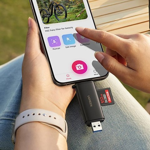 Czytnik kart pamięci 2w1 SD microSD USB-C USB-A UHS-II - czarny