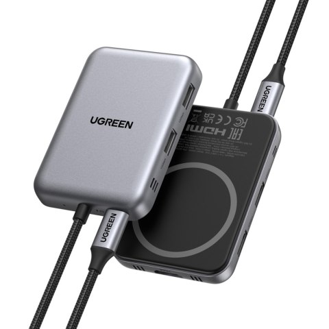 HUB rozdzielacz 7w1 USB-C na HDMI USB-C USB-A SD TF - szary