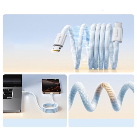 Kabel przewód samoczynnie układający się USB-C Dynamic 4 Pro 100W 1m - niebieski