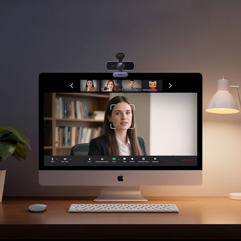 Kamera internetowa do wideokonferencji 2 mikrofony USB 4K Ultra HD - szara