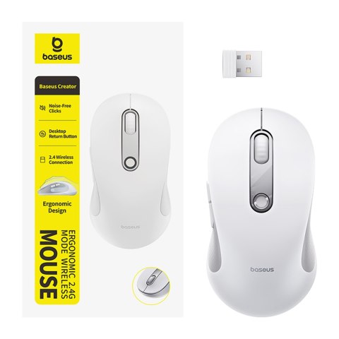 Mysz bezprzewodowa ergonomiczna USB 2.4GHz F02 - biała