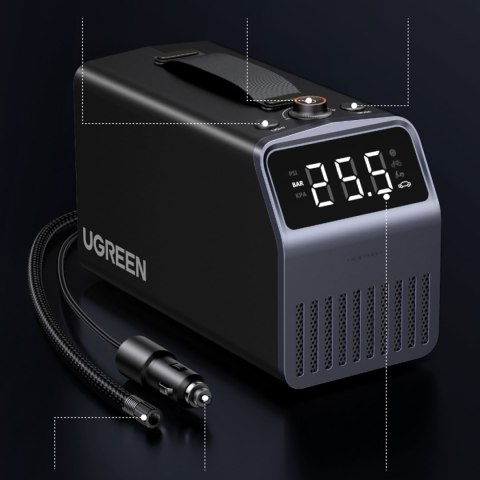 Pompka elektryczna do opon samochodowych z wyświetlaczem 150 PSI 3x4500mAh 12V - szara