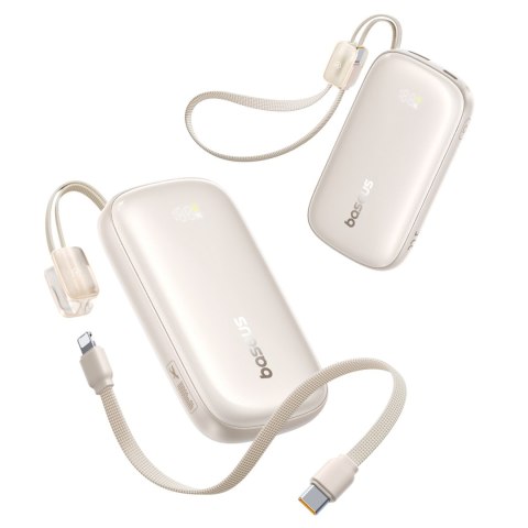 Powerbank 10000mAh 22.5W z kablem smyczą EnerFill FC21 Qpow 3 Ultra - beżowy
