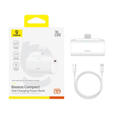 Powerbank 5000mAh iPhone Lightning USB-C Compact 20W - biały