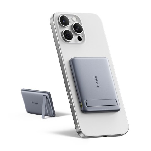 Powerbank ultracienki 5000mAh z podstawką kablem PicoGo AM31 Qi2 MagSafe 20W - szary