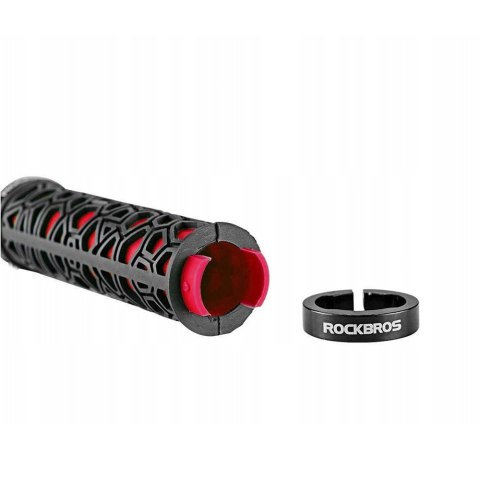 Gripy rowerowe chwyty z gumy przyczepne śr. 22mm czarno-czerwone