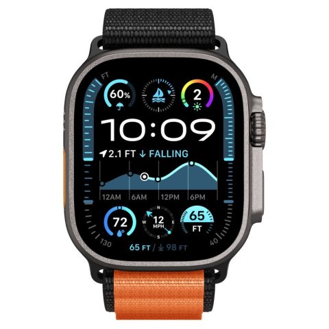 Pasek na zegarek Apple Watch 44 / 45 / 46 / 49 mm WBF1 - czarno-pomarańczowy
