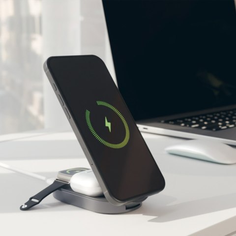 Stacja ładująca 3w1 bezprzewodowa składana do iPhone Apple Watch AirPods QI2 MFI - czarna