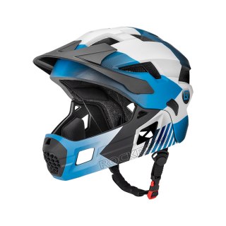 Kask rowerowy dziecięcy z odpinaną szczęką rozmiar S 48-54cm - niebieski