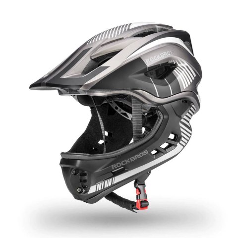 Kask rowerowy dziecięcy z odpinaną szczęką rozmiar S - szary
