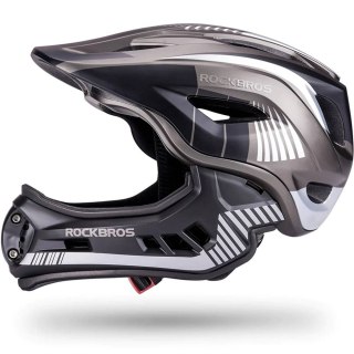 Kask rowerowy dziecięcy z odpinaną szczęką rozmiar S - szary