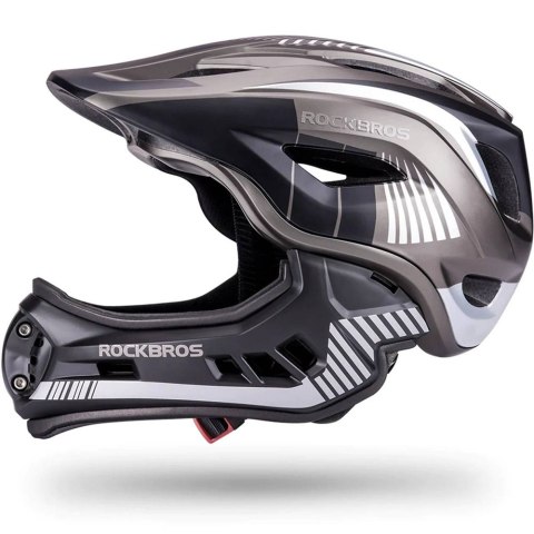 Kask rowerowy dziecięcy z odpinaną szczęką rozmiar S - szary