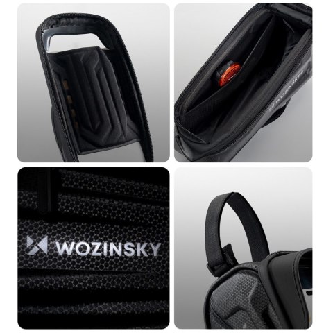 Torba sakwa rowerowa na ramę pancerna z kieszonką na telefon 1.7 l - czarna