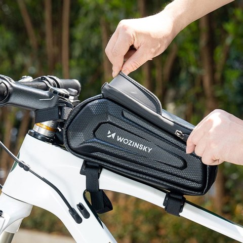 Torba sakwa rowerowa na ramę pancerna z kieszonką na telefon 1.7 l - czarna