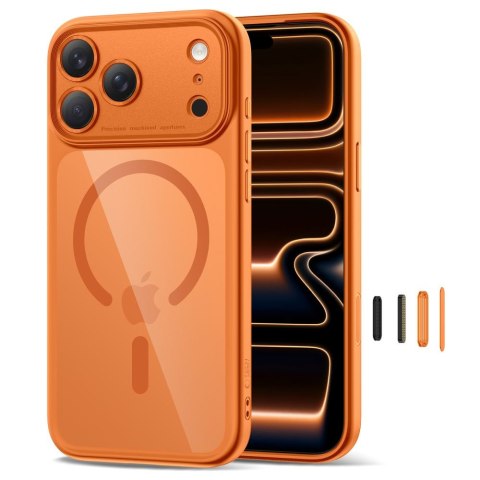Etui pokrowiec case na iPhone 17 Pro Max Magpeak Magsafe CC - przezroczysto-pomarańczowe