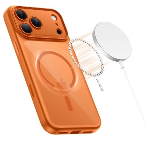Etui pokrowiec case na iPhone 17 Pro Max Magpeak Magsafe CC - przezroczysto-pomarańczowe