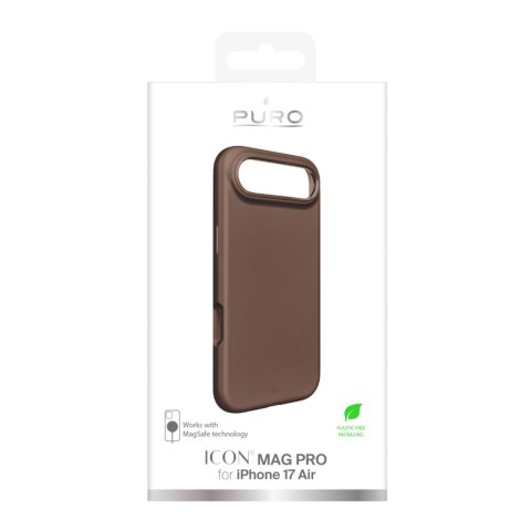 Etui silikonowe na iPhone 17 Air z ochrona aparatu aluminiowymi przyciskami MagSafe - brązowe