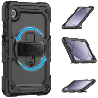 Etui z podstawką uchwytem smyczą na Samsung Galaxy Tab A9 8.7 X110 / X115 Solid360 - czarne