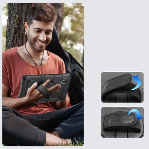 Etui z podstawką uchwytem smyczą na Samsung Galaxy Tab A9 8.7 X110 / X115 Solid360 - czarne