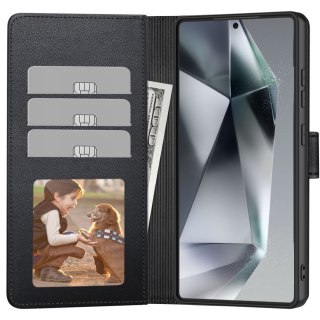 Etui zamykane z ekoskóry na Samsung Galaxy S25 FE Wallet - czarne