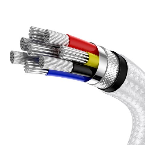 Kabel przewód USB-C - USB-C Series Metal Data PD QC SCP 100W 5A 1m - biały
