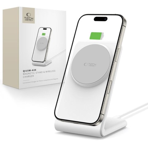 Ładowarka bezprzewodowa biurkowa do smartfona QI15W-A38 MagSafe - biała