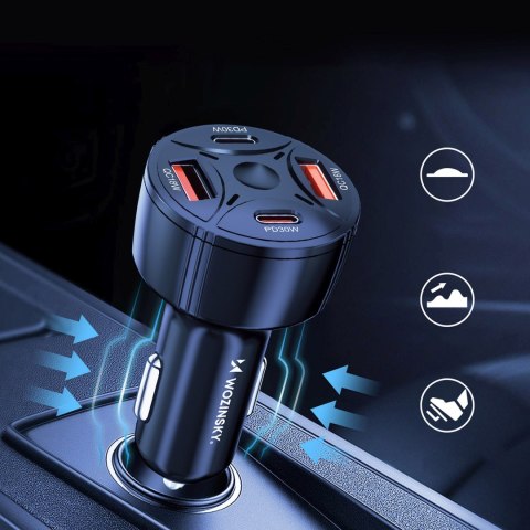 Ładowarka samochodowa 2xUSB-C 2xUSB-A 60W - czarna