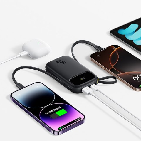 Powerbank 20000mAh 45W z wyświetlaczem kablami USB-C Lightning EnerFill FC31 - czarny