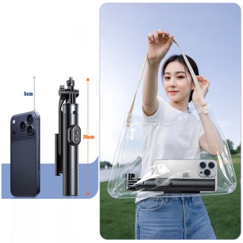 Selfie stick kijek z uchwytem do smartfona teleskopowy tripod 1.7m - czarny