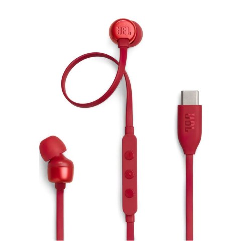 Słuchawki dokanałowe przewodowe USB-C JBL Tune 310C - czerwone