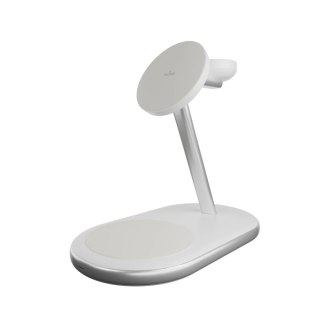 Ładowarka bezprzewodowa 3w1 do telefonu smartwatcha słuchawek Qi2 MagSafe - biała