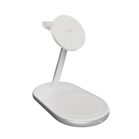 Ładowarka bezprzewodowa 3w1 do telefonu smartwatcha słuchawek Qi2 MagSafe - biała