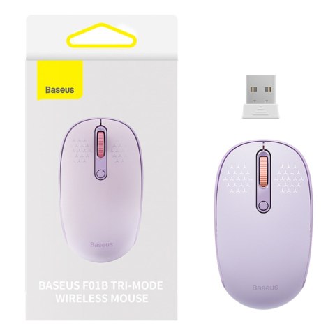 Myszka bezprzewodowa 3 tryby łączności 2.4GHz Bluetooth 3.0 5.0 F01B - fioletowa