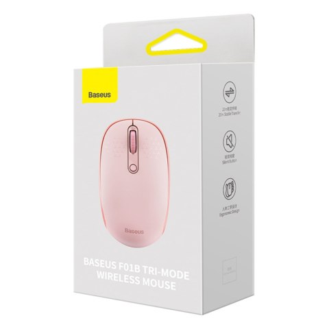 Myszka bezprzewodowa 3 tryby łączności 2.4GHz Bluetooth 3.0 5.0 F01B - różowa