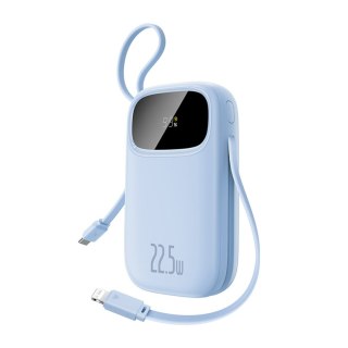 Powerbank 20000mAh z wyświetlaczem wbudowanymi kablami EnerFill FC31 22.5W - niebieski