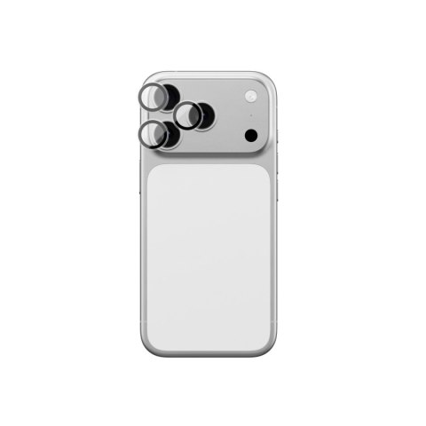 Szkło na aparat do iPhone 17 Pro / Pro Max z czarną aluminiową ramką Lens Glass